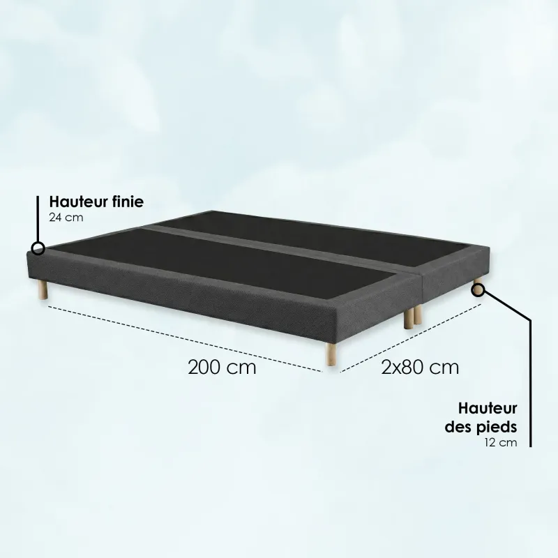 Ensemble matelas sommier gris foncé hôtel confort prestige | STYLHOTEL