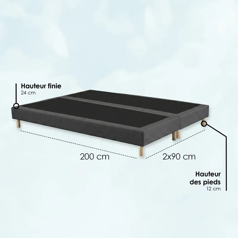 Ensemble matelas sommier gris foncé hôtel confort prestige | STYLHOTEL