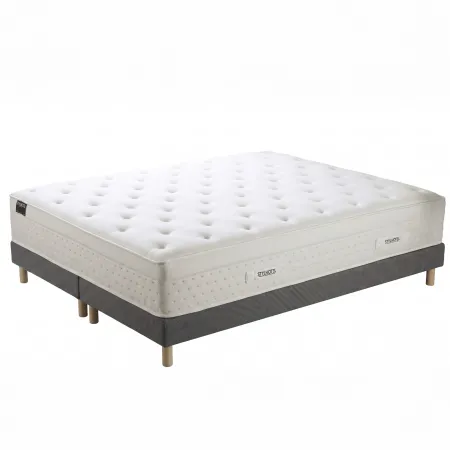 Ensemble matelas HÔTEL CONFORT PRESTIGE, sommier lattes fixes gris foncé - Vue secondaire