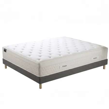Ensemble matelas HÔTEL CONFORT PRESTIGE, sommier lattes fixes gris foncé - Vue secondaire