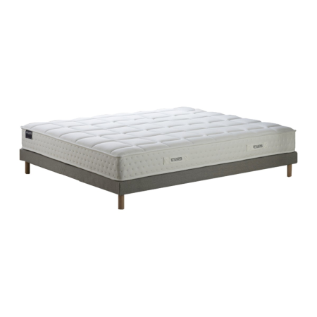 Ensemble matelas HOTEL CONFORT, sommier tapissier lattes fixes gris - Vue secondaire