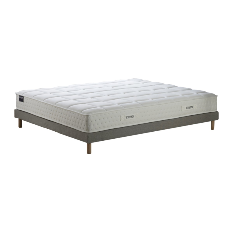 Ensemble lit HÔTEL CONFORT gris – matelas + sommier tapissier
