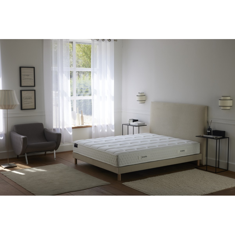 Ensemble literie HOTEL CONFORT gris – Matelas + sommier + tête de lit