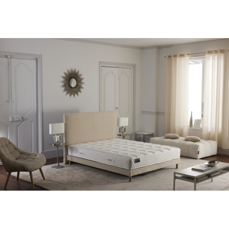 Ensemble literie HOTEL CONFORT gris – Matelas + sommier + tête de lit