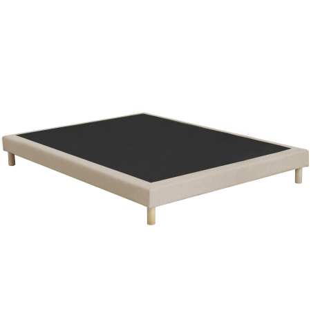 Sommier tapissier beige, lattes fixes, bois massif - Vue secondaire