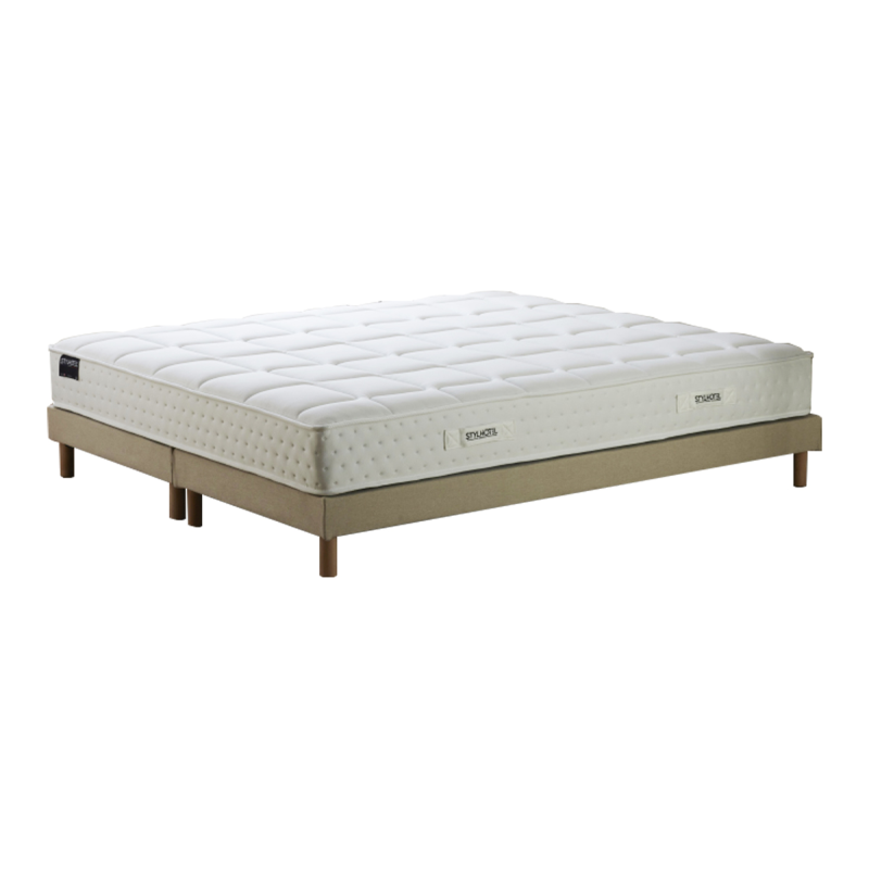 Sommier tapissier beige lattes rigides – Confort ferme & design