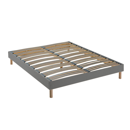 Sommier en kit lattes flexibles tissu gris - Vue secondaire