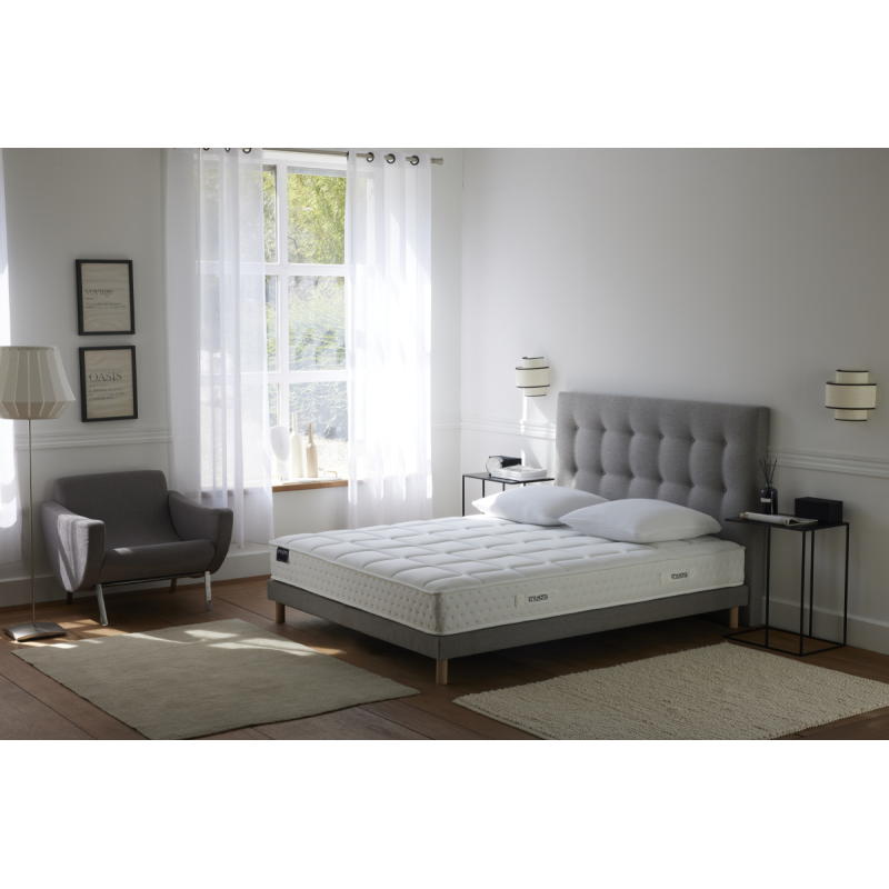 Ensemble HÔTEL CONFORT gris – Matelas + sommier + tête de lit