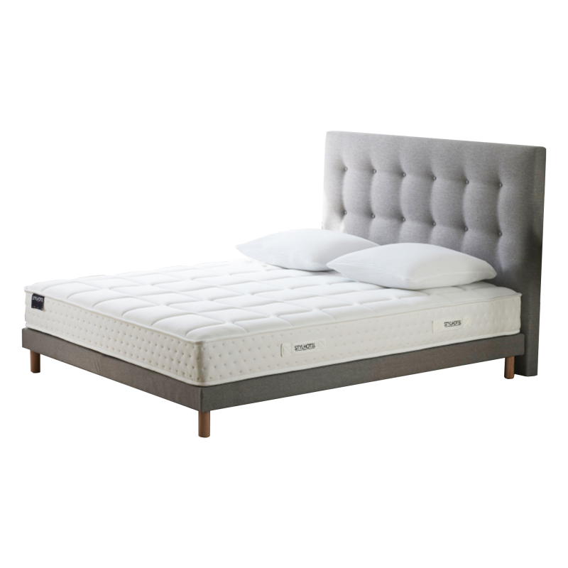 Ensemble HÔTEL CONFORT gris – Matelas + sommier + tête de lit
