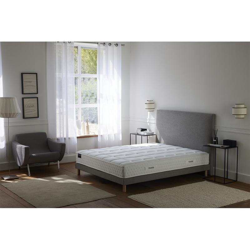 Ensemble literie gris HÔTEL CONFORT – Matelas + sommier + tête de lit