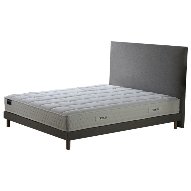 Ensemble literie gris HÔTEL CONFORT – Matelas + sommier + tête de lit