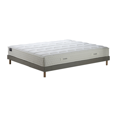 Ensemble matelas HOTEL CONFORT, sommier tapissier gris, lattes flexibles - Vue secondaire