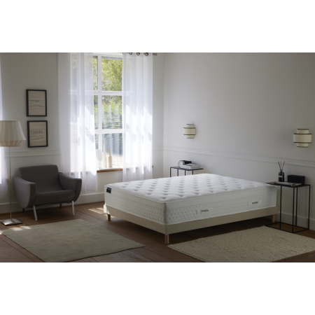 Ensemble matelas HÔTEL CONFORT PRESTIGE, sommier lattes fixes beige
