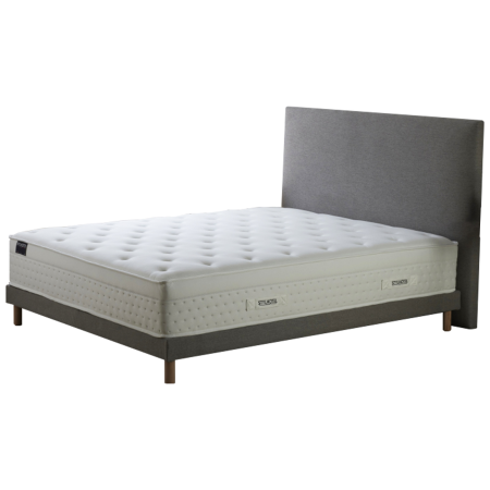 Ensemble matelas HOTEL CONFORT PRESTIGE, sommier lattes fixes, tête de lit lisse gris - Vue secondaire
