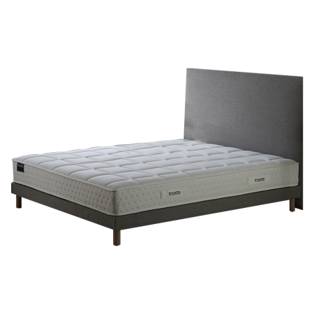 Ensemble matelas HOTEL CONFORT, sommier lattes flexibles et tête de lit lisse gris - Vue secondaire