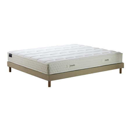 Ensemble matelas HOTEL CONFORT, sommier tapissier beige, lattes flexibles - Vue secondaire