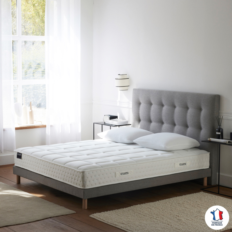 Ensemble HÔTEL CONFORT gris – Matelas + sommier + tête de lit