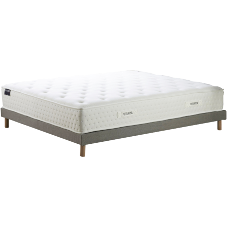 Ensemble matelas HÔTEL CONFORT HYBRIDE, sommier lattes fixes gris - Vue secondaire