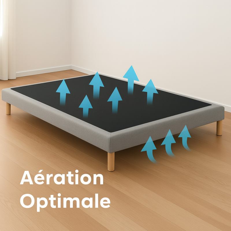 Sommier tapissier gris à lattes rigides | Confort ferme & durable