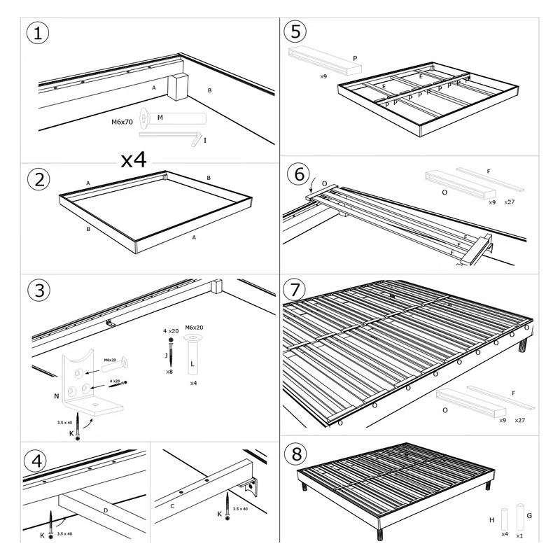 Sommier en kit gris à lattes flexibles – Confort adaptable et montage facile