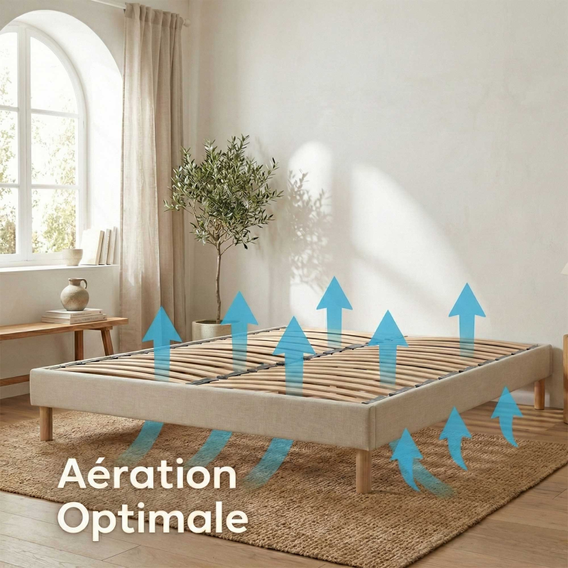 Sommier tapissier beige en kit | Confort flexible et design hôtelier