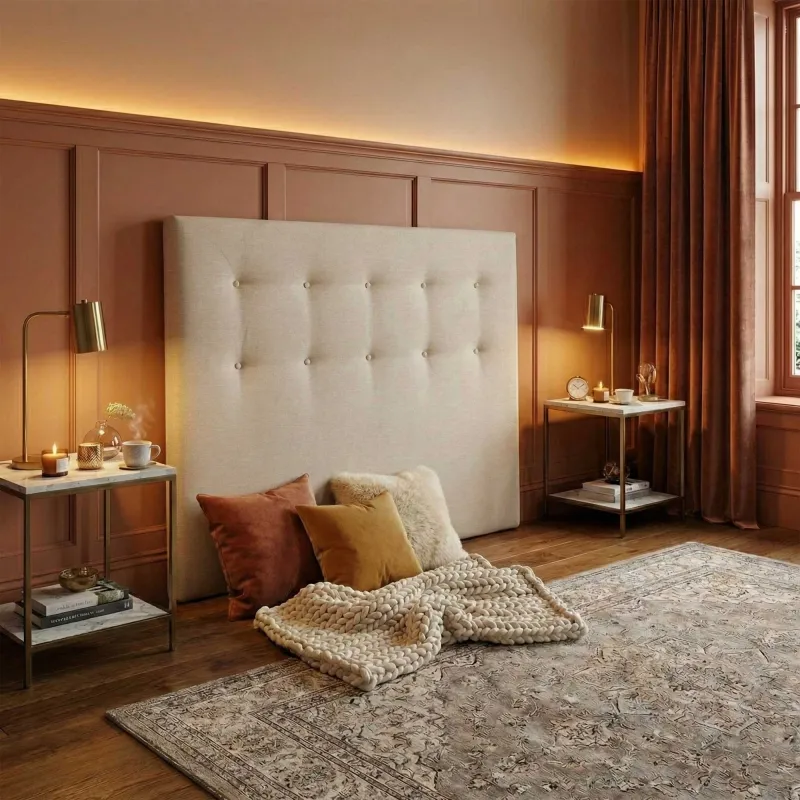 Tête de lit capitonnée beige | Élégance douce et confort durable