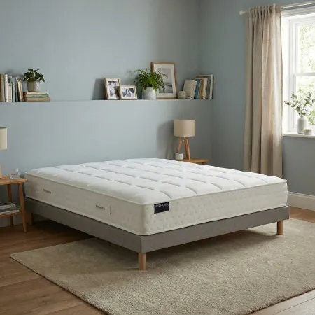 Ensemble matelas HOTEL CONFORT, sommier tapissier gris, lattes flexibles