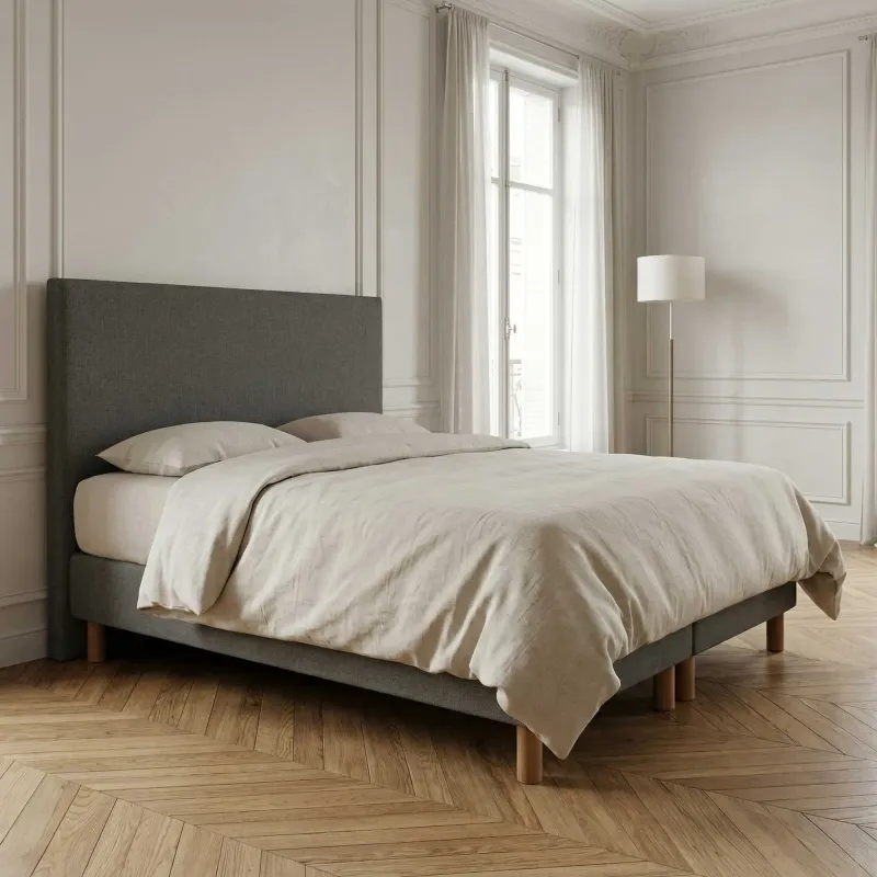 Déstockage : Tête de lit lisse 100% gris | Dernières pièces