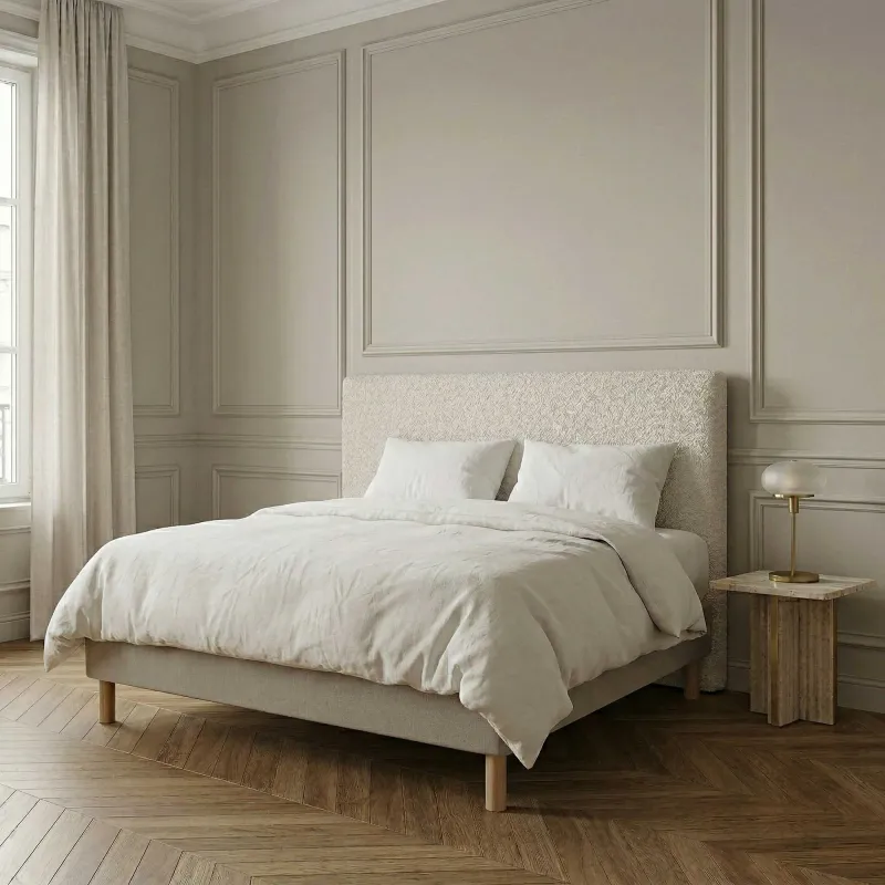 Déstockage : Tête de lit lisse bouclette écru | Dernières pièces