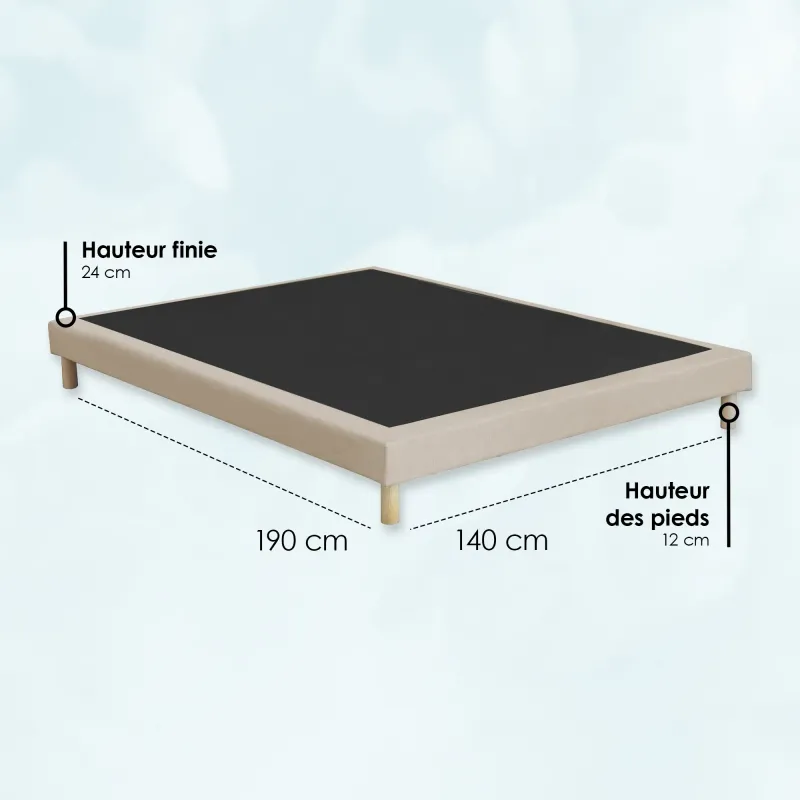 Sommier tapissier beige à lattes flexibles | Confort ferme & tissu antidérapant