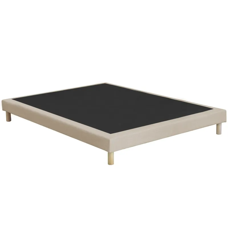 Sommier tapissier beige à lattes flexibles | Confort ferme & tissu antidérapant