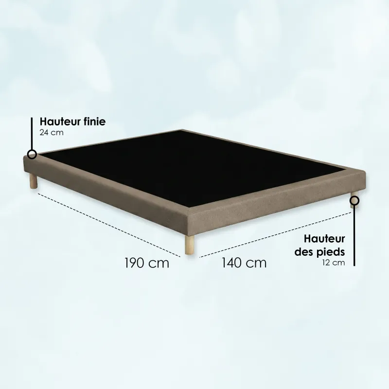 Ensemble lit ressorts ensachés et sommier taupe | STYLHOTEL