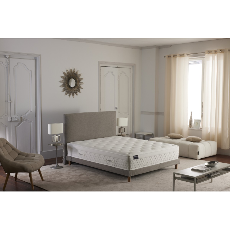 Tête de lit design lisse | Bois massif et tissu déco gris