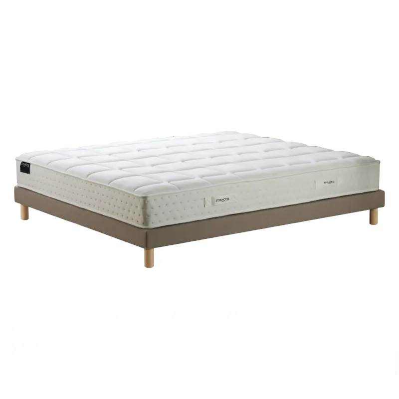Ensemble lit ressorts ensachés et sommier taupe | STYLHOTEL