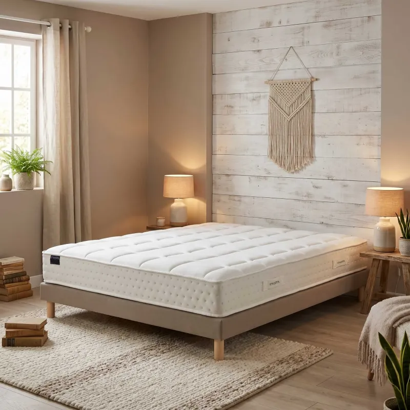 Ensemble lit ressorts ensachés et sommier taupe | STYLHOTEL