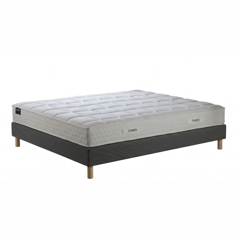 Ensemble lit ressorts ensachés et sommier gris foncé | STYLHOTEL