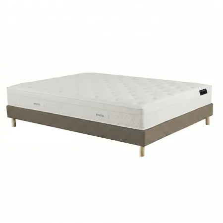 Ensemble matelas HÔTEL CONFORT PRESTIGE, sommier lattes fixes taupe - Vue secondaire